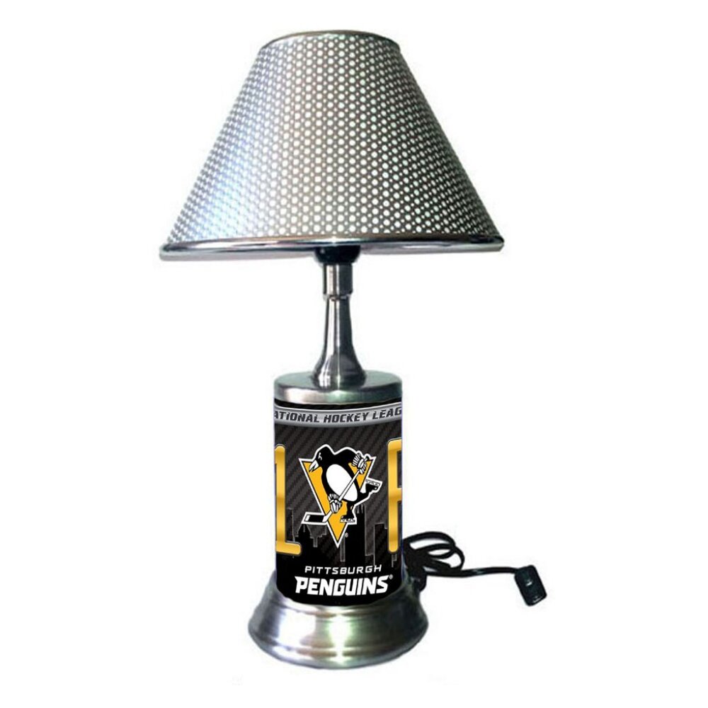 Pittsburgh Penguins table lamp with chrome finish shade